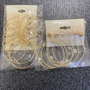 Gold Hoop and Stud Earring Set women cosmetic jewelry bundle brand new